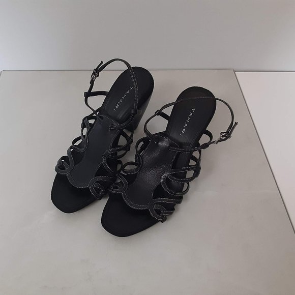 $5 LAST CALL! TAHARI ~ Leather Strappy Wedges - Picture 4 of 16